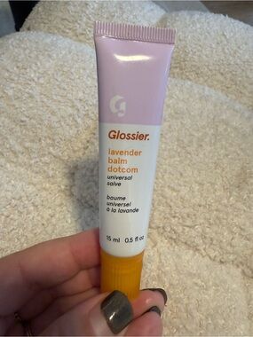 Glossier Lavender Balm Dotcom Tube in Pale Lilac and Yellow